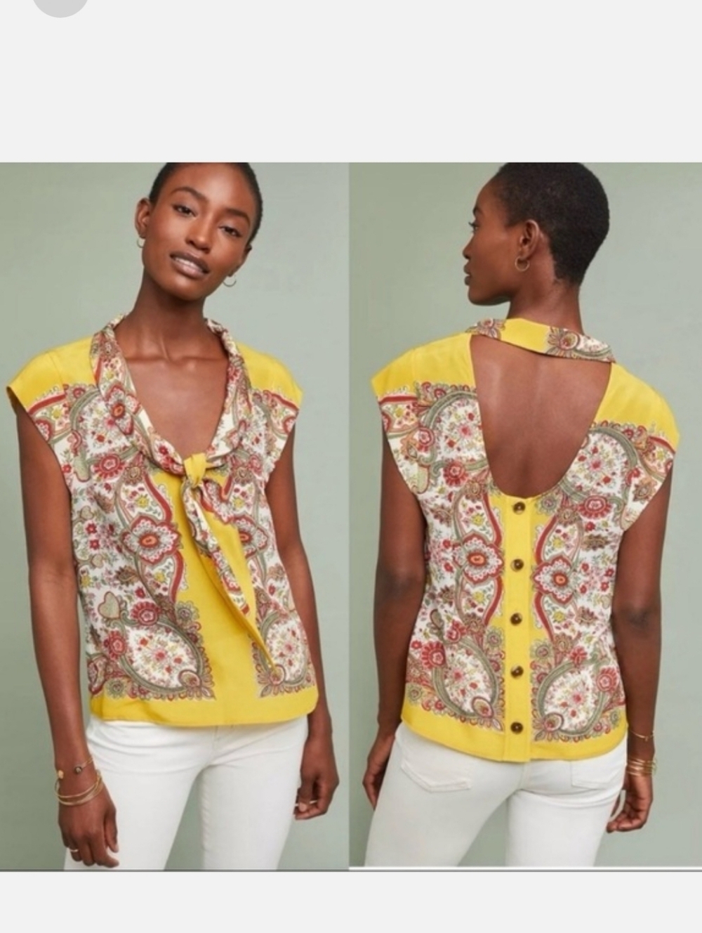 Anthro Maeve Silk Scarf Printed Top